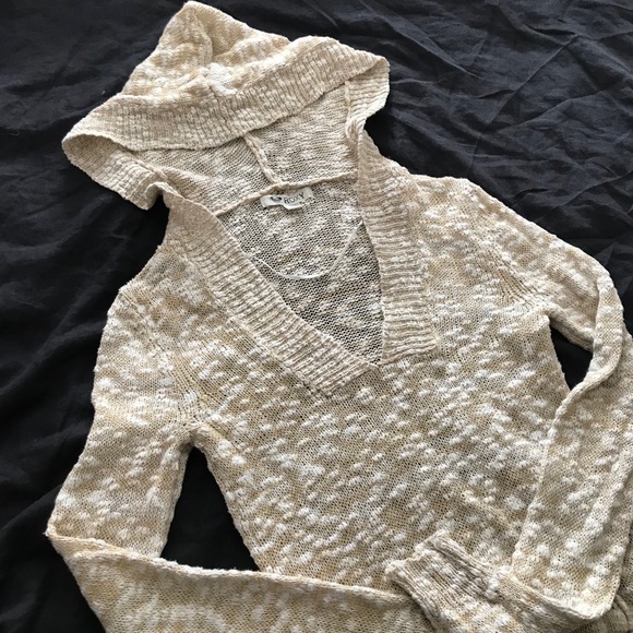 Roxy beige v neck pull over hoodie size s - Picture 3 of 4